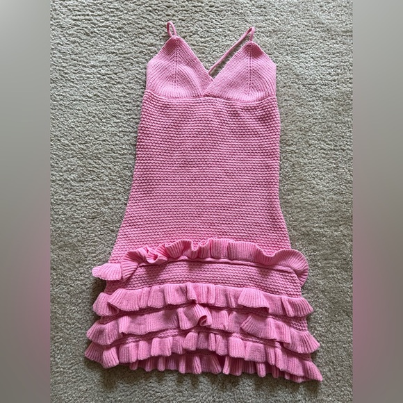 Pink Ruffled Knit Dress - Picture 2 of 3